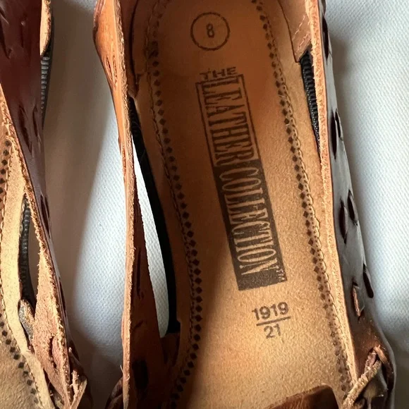 VINTAGE Brazil Made Leather Collection Huaraches Slip Ons Womens 8 - Picture 2 of 8
